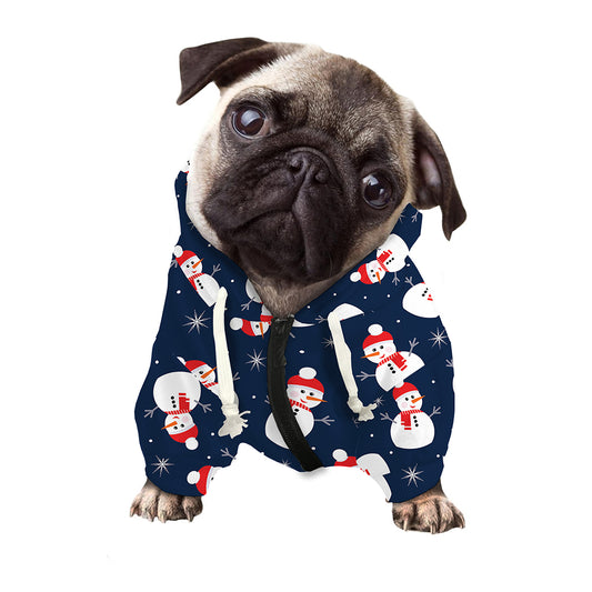 Xmas Snowman Pattern Print Dog Zip Up Hoodie