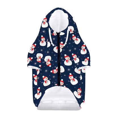 Xmas Snowman Pattern Print Dog Zip Up Hoodie
