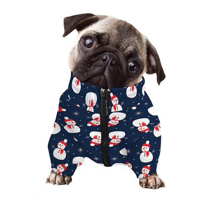 Xmas Snowman Pattern Print Dog Zip Up Jacket