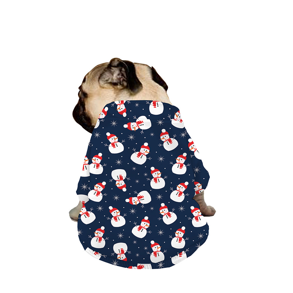 Xmas Snowman Pattern Print Dog Zip Up Jacket
