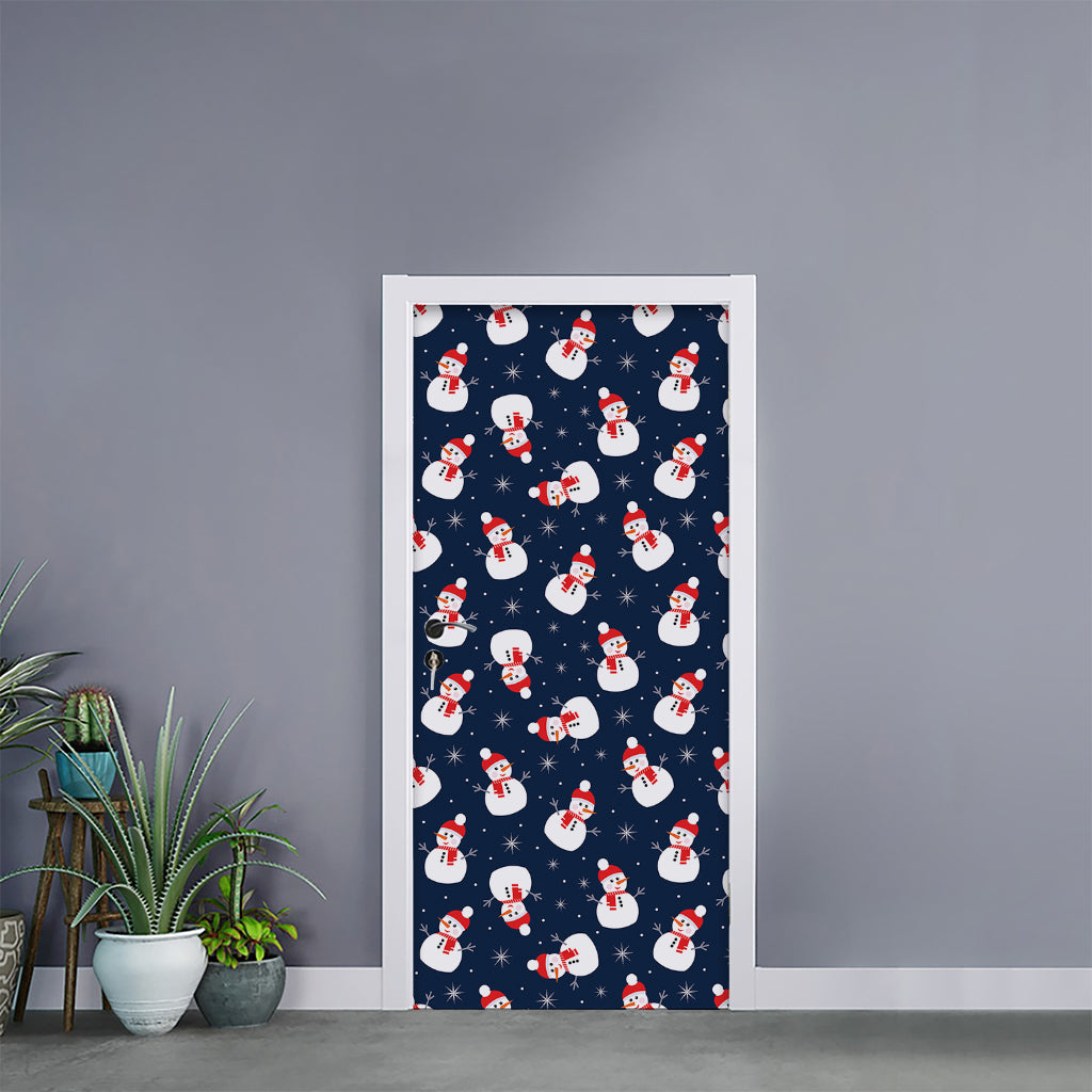 Xmas Snowman Pattern Print Door Sticker