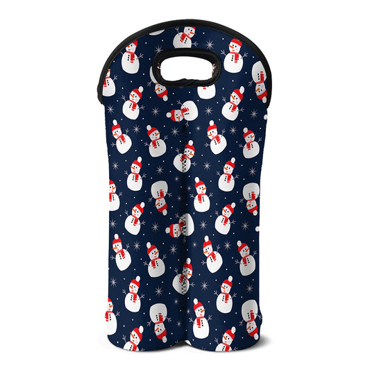 Xmas Snowman Pattern Print Double Neoprene Wine Tote