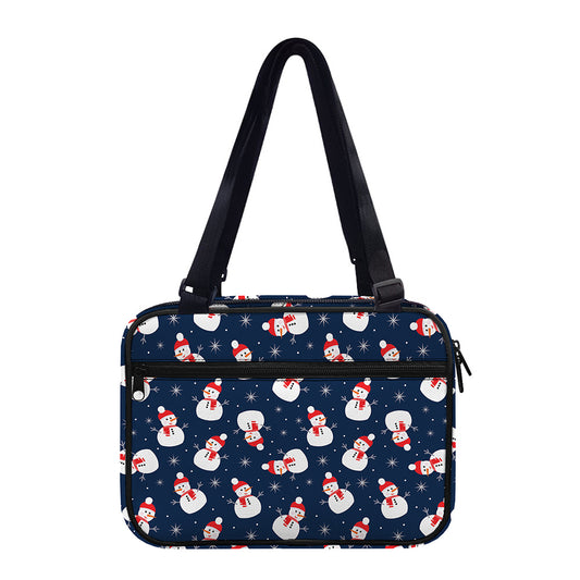 Xmas Snowman Pattern Print Double Strap Bible Bag