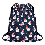 Xmas Snowman Pattern Print Drawstring Backpack