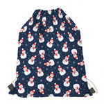 Xmas Snowman Pattern Print Drawstring Bag