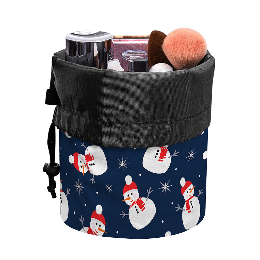 Xmas Snowman Pattern Print Drawstring Makeup Bag