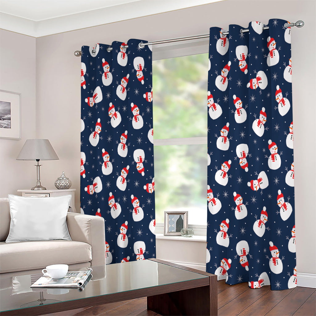 Xmas Snowman Pattern Print Extra Wide Grommet Curtains