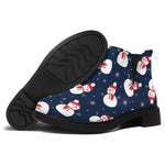 Xmas Snowman Pattern Print Flat Ankle Boots