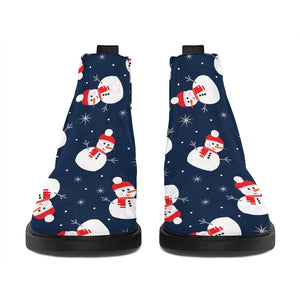 Xmas Snowman Pattern Print Flat Ankle Boots