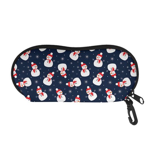 Xmas Snowman Pattern Print Glasses Case
