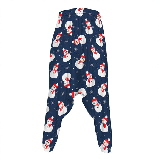 Xmas Snowman Pattern Print Hammer Pants