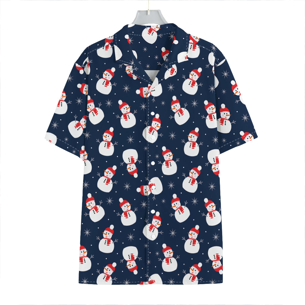 Xmas Snowman Pattern Print Hawaiian Shirt