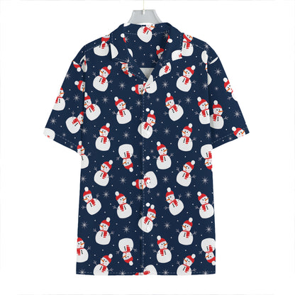 Xmas Snowman Pattern Print Hawaiian Shirt