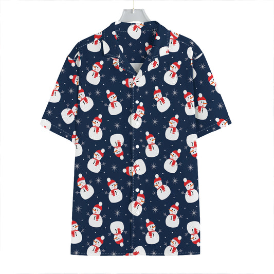 Xmas Snowman Pattern Print Hawaiian Shirt