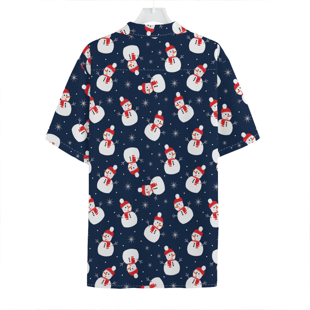 Xmas Snowman Pattern Print Hawaiian Shirt