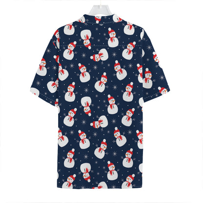 Xmas Snowman Pattern Print Hawaiian Shirt