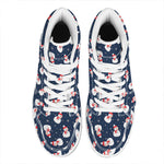 Xmas Snowman Pattern Print High Top Leather Sneakers