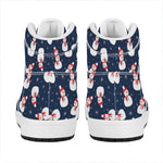Xmas Snowman Pattern Print High Top Leather Sneakers