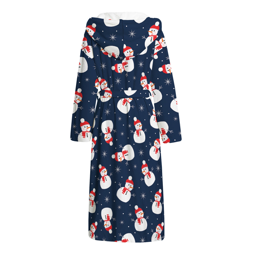 Xmas Snowman Pattern Print Hooded Bathrobe
