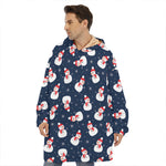 Xmas Snowman Pattern Print Hoodie Blanket