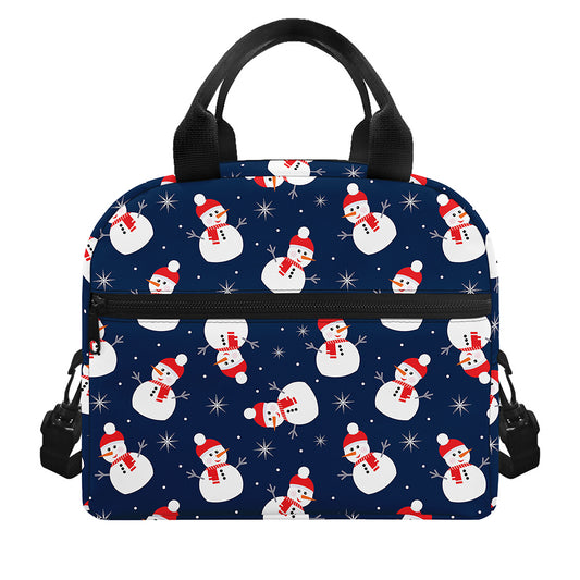 Xmas Snowman Pattern Print Insulated Lunch Bag