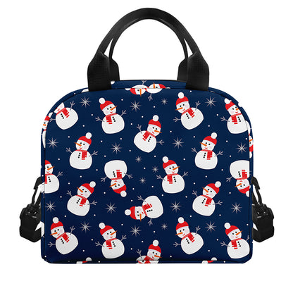 Xmas Snowman Pattern Print Insulated Lunch Bag