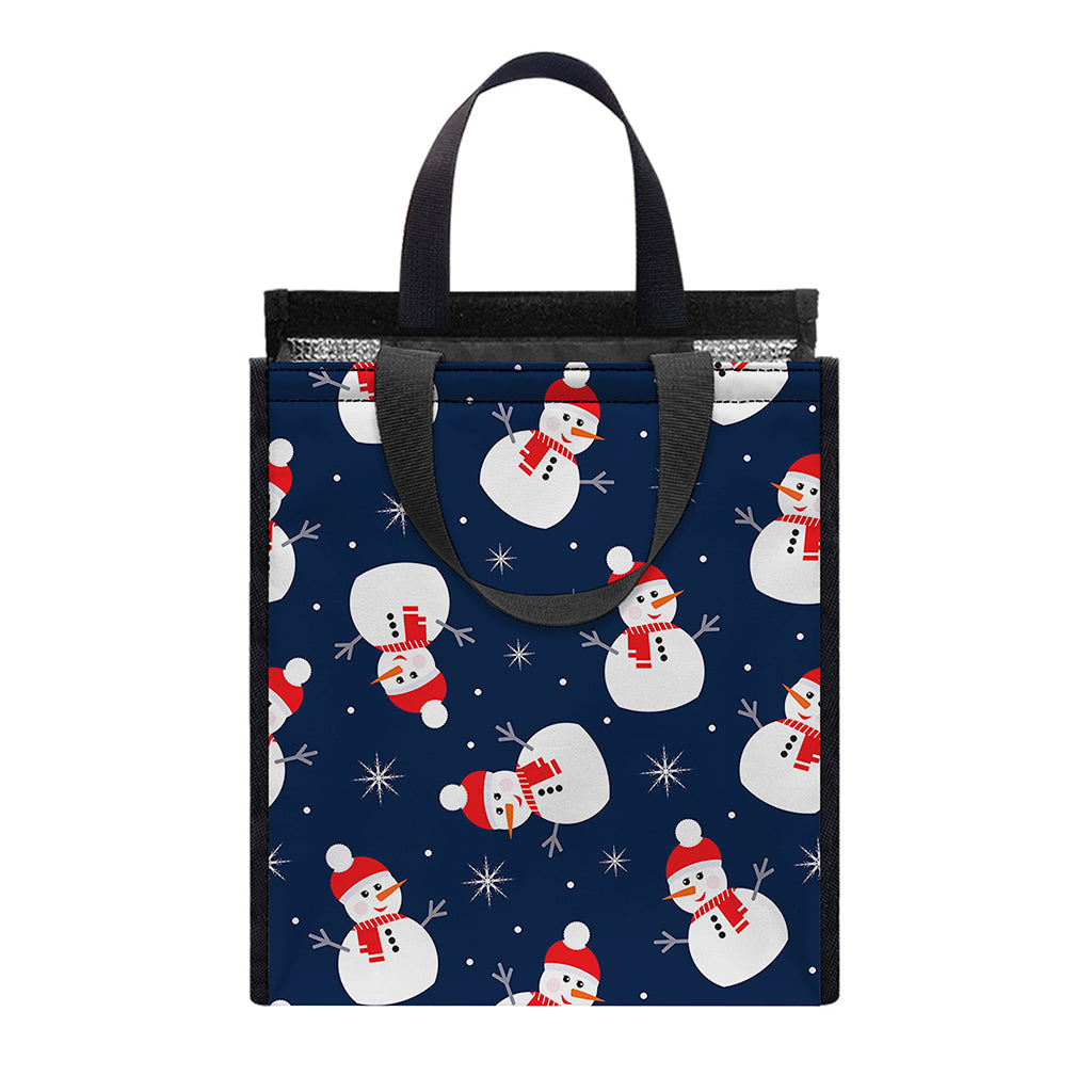 Xmas Snowman Pattern Print Insulated Lunch Tote