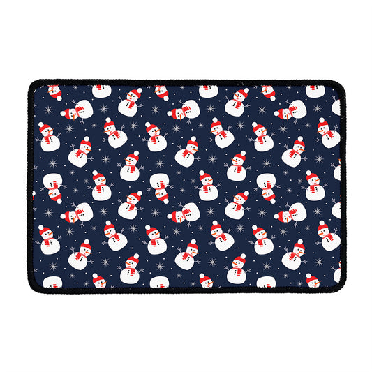 Xmas Snowman Pattern Print Kitchen Mat
