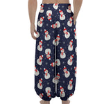 Xmas Snowman Pattern Print Lantern Pants