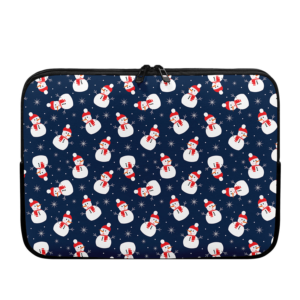 Xmas Snowman Pattern Print Laptop Sleeve