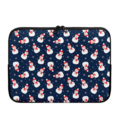 Xmas Snowman Pattern Print Laptop Sleeve