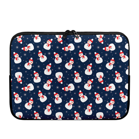 Xmas Snowman Pattern Print Laptop Sleeve
