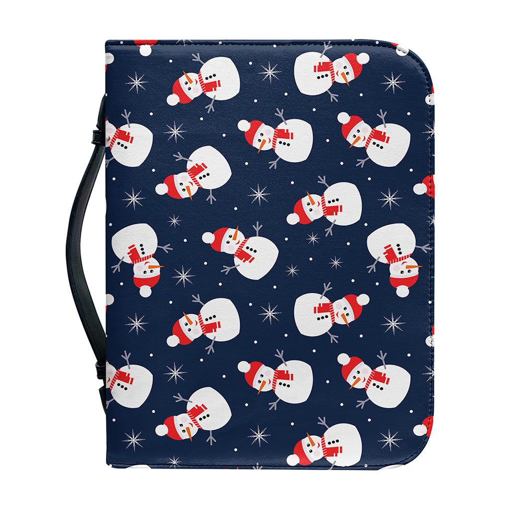 Xmas Snowman Pattern Print Leather Bible Cover