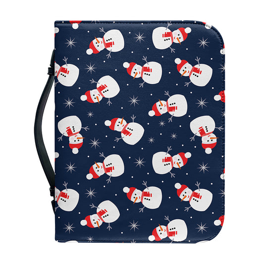 Xmas Snowman Pattern Print Leather Bible Cover