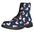 Xmas Snowman Pattern Print Lace-Up Boots