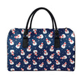 Xmas Snowman Pattern Print Leather Duffel Bag