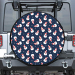 Xmas Snowman Pattern Print Leather Spare Tire Cover