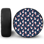 Xmas Snowman Pattern Print Leather Spare Tire Cover