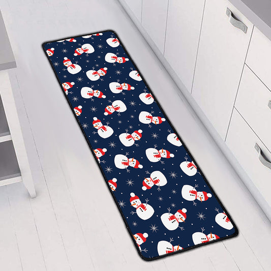 Xmas Snowman Pattern Print Long Kitchen Mat