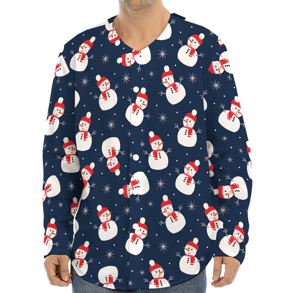 Xmas Snowman Pattern Print Long Sleeve Baseball Jersey