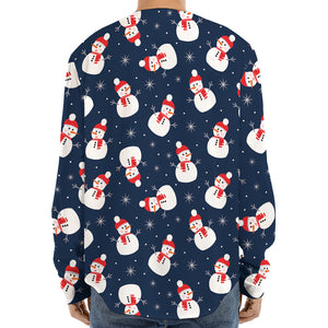 Xmas Snowman Pattern Print Long Sleeve Baseball Jersey