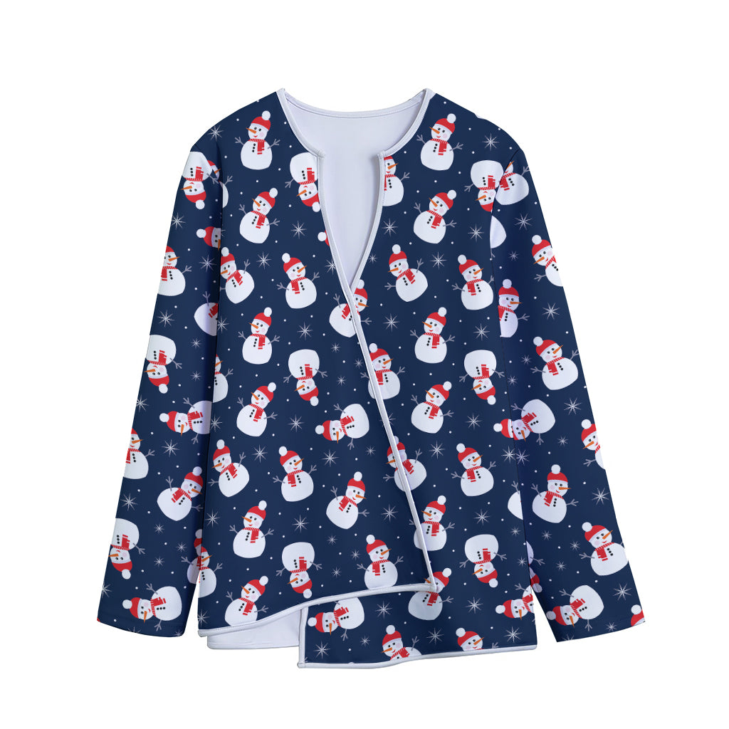 Xmas Snowman Pattern Print Long Sleeve Short Coat
