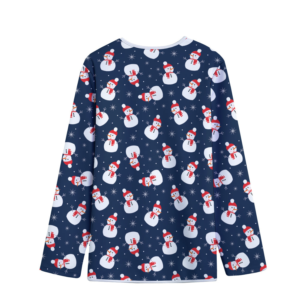 Xmas Snowman Pattern Print Long Sleeve Short Coat