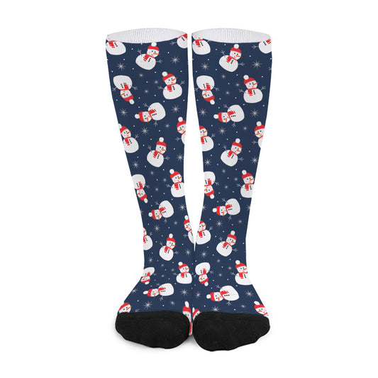 Xmas Snowman Pattern Print Long Socks