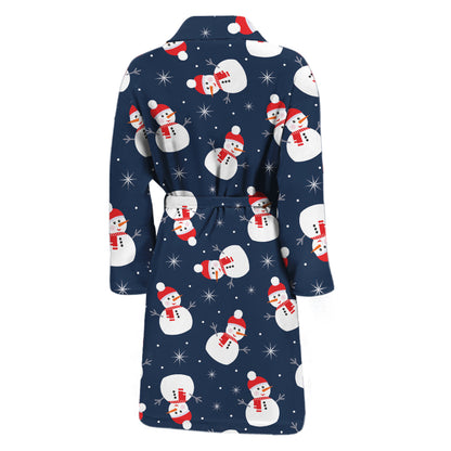Xmas Snowman Pattern Print Men's Bathrobe