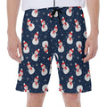 Xmas Snowman Pattern Print Men's Beach Shorts