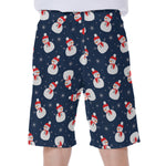 Xmas Snowman Pattern Print Men's Beach Shorts