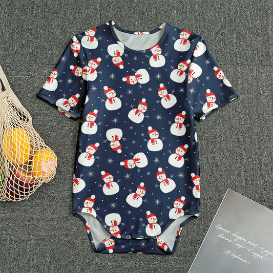 Xmas Snowman Pattern Print Men's Bodysuit