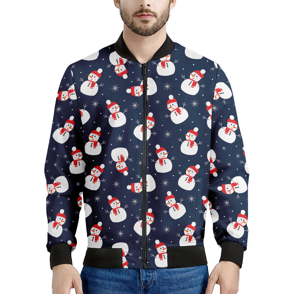 Xmas Snowman Pattern Print Men's Bomber Jacket