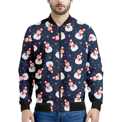 Xmas Snowman Pattern Print Men's Bomber Jacket